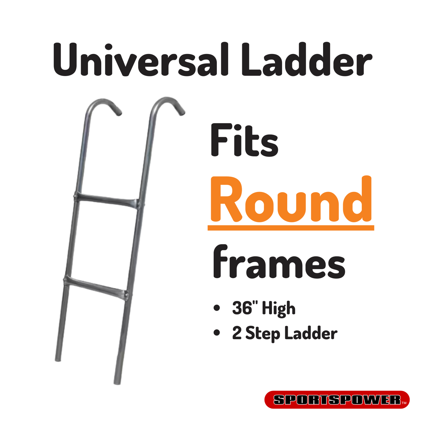 36”, 2-Step Trampoline Ladder for Round Trampolines