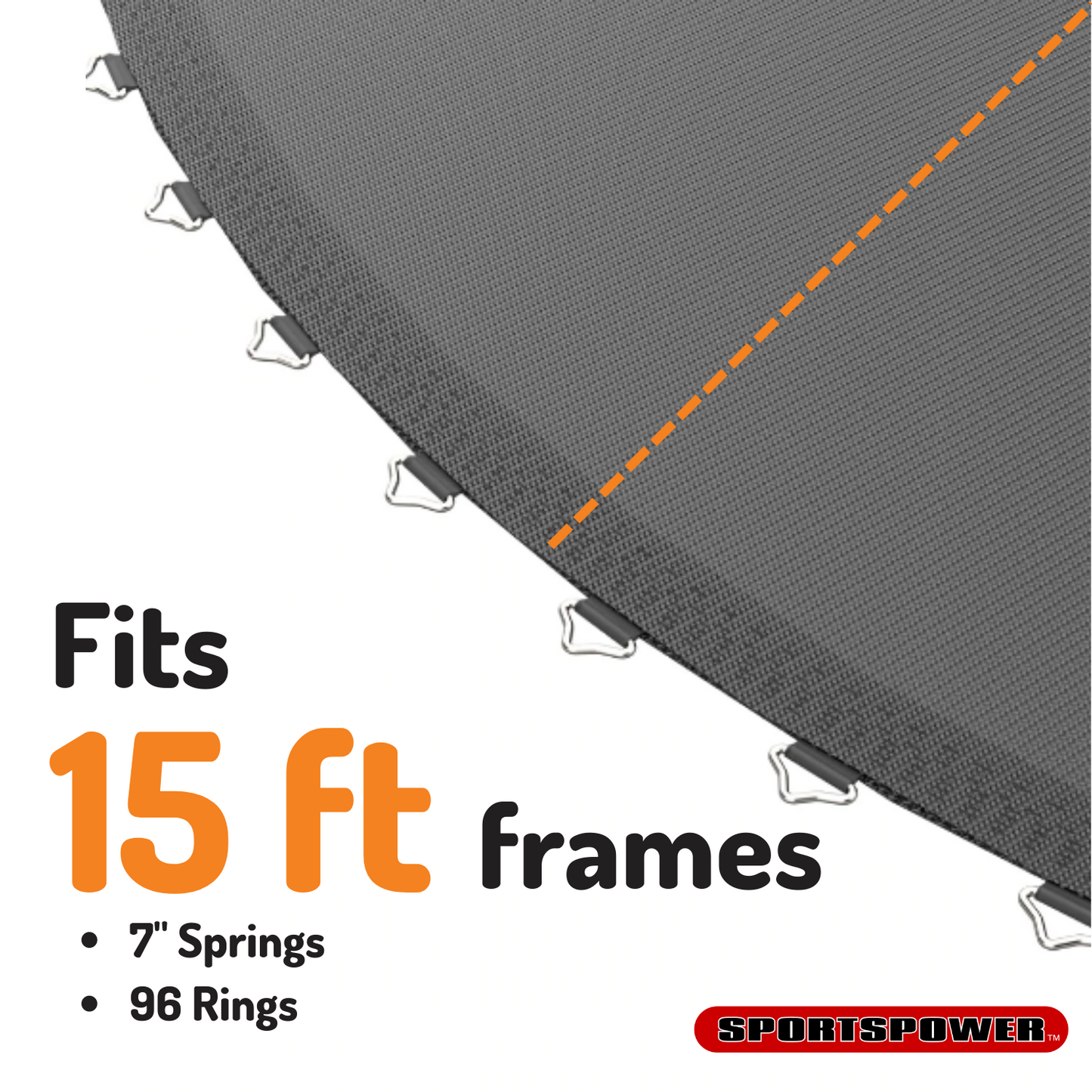Round Trampoline Mat for 15’ | 7” Spring & 96 Rings