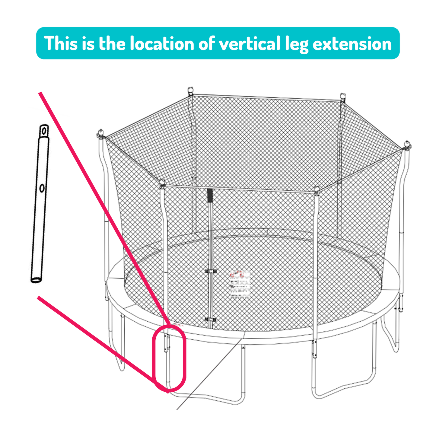 Vertical Leg Extensions with Holes for 12’, 13’ and 14’