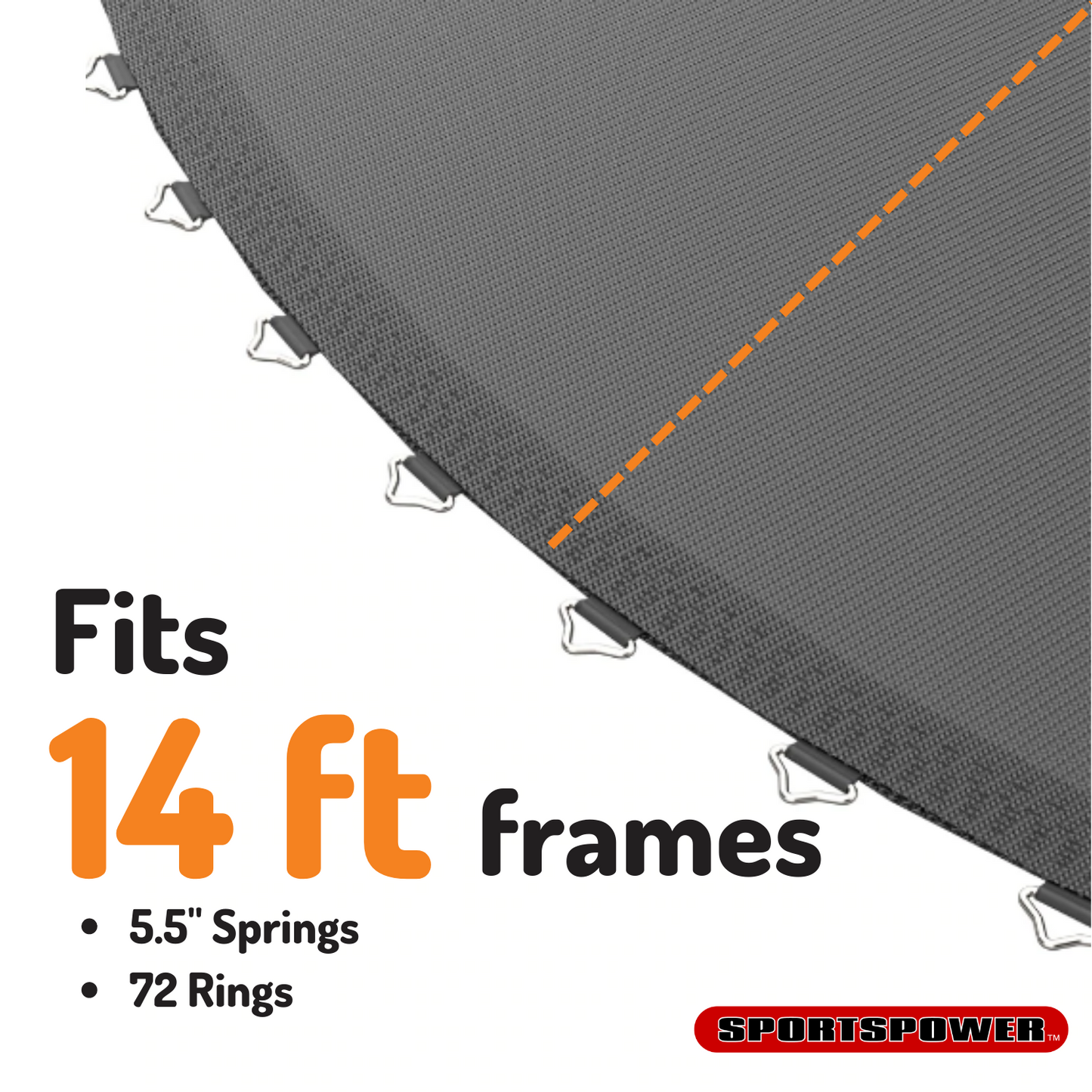 Round Trampoline Mat for 14' | 5.5" Spring & 72 Rings